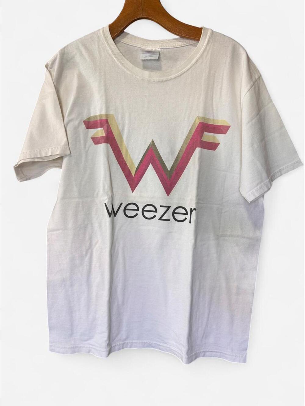 [422] Vintage 2002 Weezer 3D Flying W Logo T-Shirt Hanes Heavyweight Medium